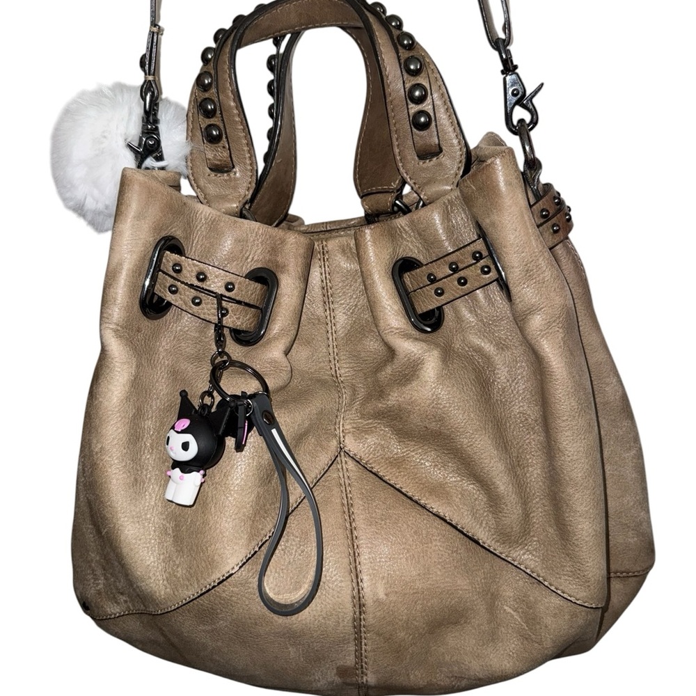 Banana Republic Taupe Brown Leather Hobo Bag with Studs - Picture 5 of 5